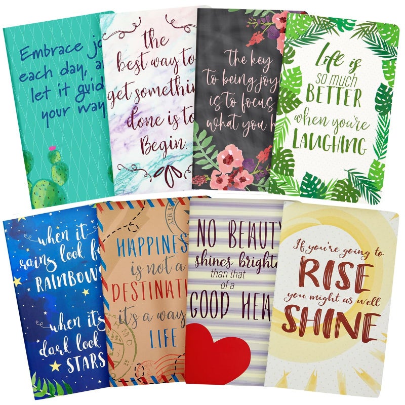 Paper Junkie 8 Pack Inspirational Notebooks with Motivational Quotes Bulk, 5x8 Lined Journals for Women, Students, Appreciation Gifts, Friends, Teachers - Image 1